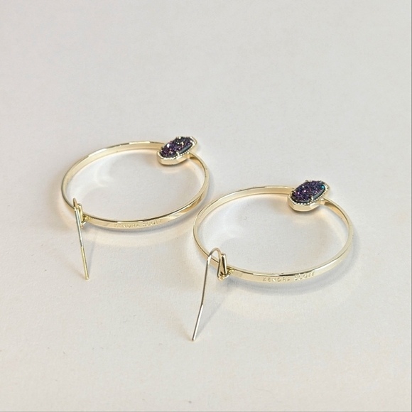 Kendra Scott Elora Open Circle Dangle Hoop Earrings Multi Colored Drusy - Picture 2 of 11